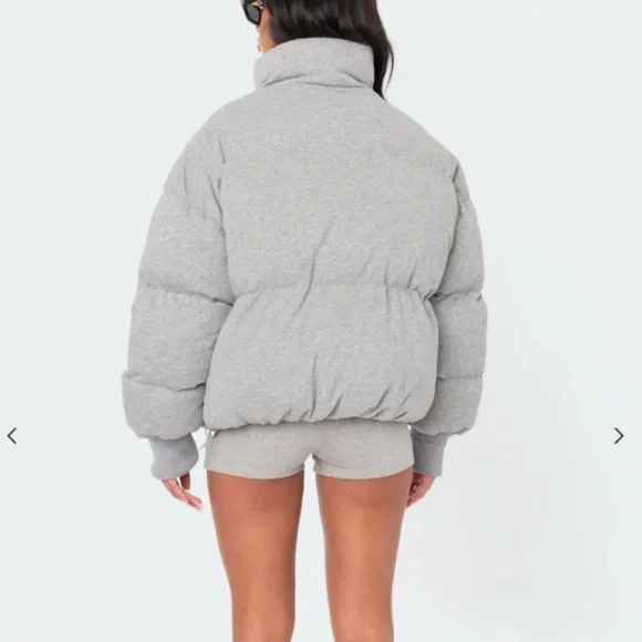 edikted jersey gray puffer jacket - Picture 3 of 7
